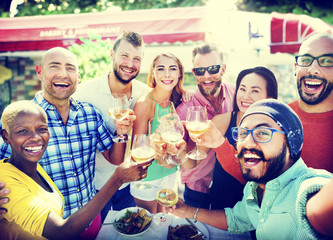 Diverse People Luncheon Outdoors Food Concept