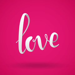 Love pink 3d lettering background 3