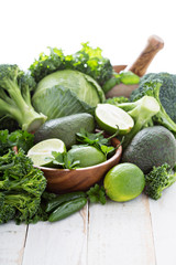 Green fresh produce copy space