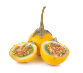 yellow eggplant on white background