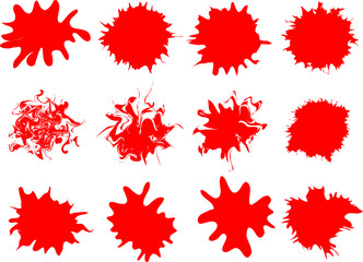 Set of Paint Ink Spatter Splatters and Drips (Vector)