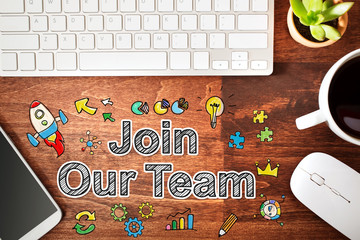 Join Our Team concept with workstation