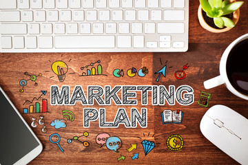 Marketing Plan concept with workstation