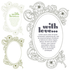 Vector set. Romantic label with flowers.