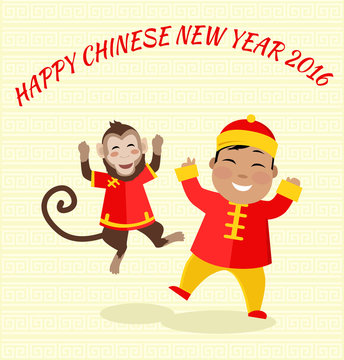 New Year Background with Monkey