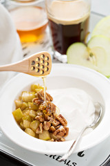 Whipped yogurt with apples and nuts
