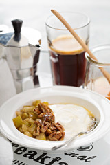 Whipped yogurt with apples and nuts