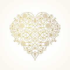 Ornate vector heart. Valentine's Day Illustration.