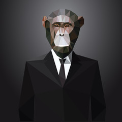 Illustration of Monkey in jacket. Vector elements. - obrazy, fototapety, plakaty