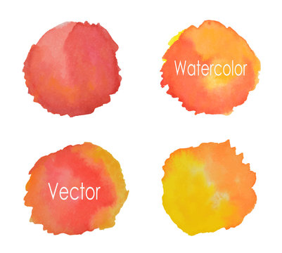 Four round watercolor elements for your design, vector  illustration