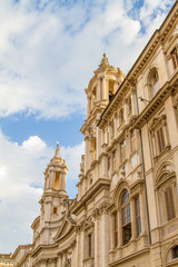 Fototapeta na wymiar Facade and Towers of Sant Agnese in Agone, Rome