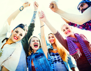 Fototapeta premium Friends Huddle Join Holiday Party Group Concept