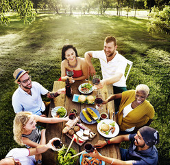 Diverse People Luncheon Food Garden Concept