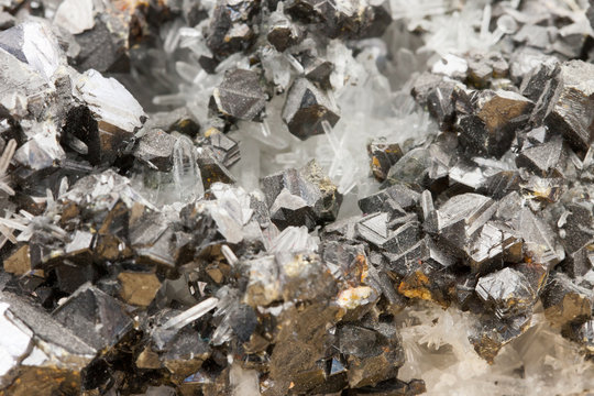 Black lead zinc ore closeup rocky texture