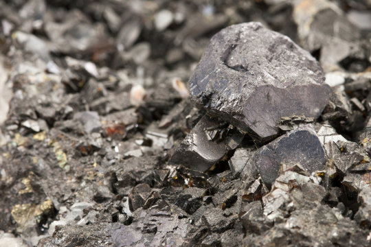 Ore rocky crystal texture closeup