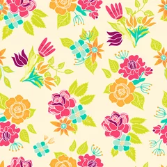 Fototapeten Seamless floral pattern vector background © qilli
