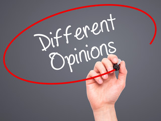 Man Hand writing Different Opinions with black marker on visual