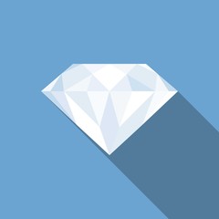 Vector diamond icon with long shadow, flat design