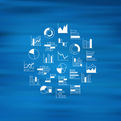 Set of chart icons in thin lines. 