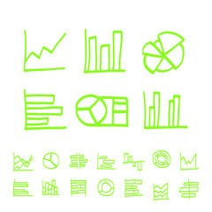 Vector highlighter elements - hand drawn set of chart icons. 