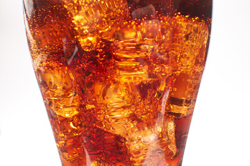 cola with ice cubes