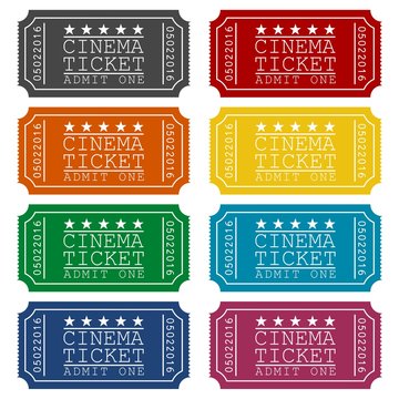 Cinema ticket vector illustration icons set