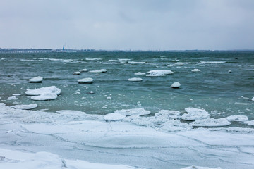 Winter Baltic sea coast at Tallinn, Estonia.