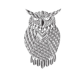 OWL vector handdrawn illustration in zentangle style