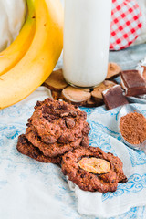 oatmeal cookies with chocolate and banana with almond milk,healt