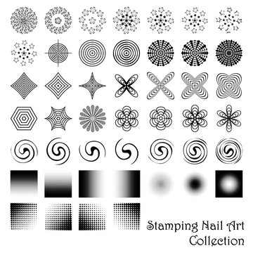 Naklejki Stamping nail art elements or scrapbooking designs. vector collection.