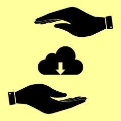 Save or protect symbol by hands.