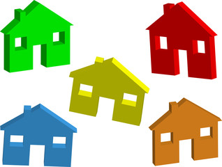 Home House Shapes Icons in different perspectives