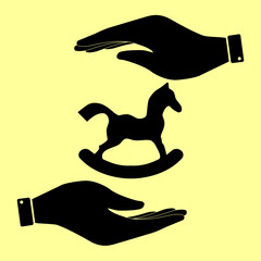 Save or protect symbol by hands.