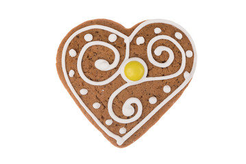 Christmas gingerbread heart isolated on a white background