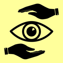 Save or protect symbol by hands.