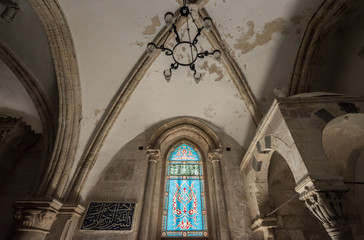 Fototapeta na wymiar Interior of the The Last Supper Room in Jerusalem city, Israel