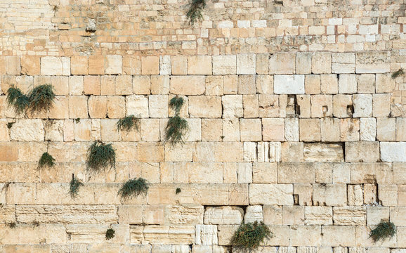 Close up on Western Wall also called Wailing Wall in Jerusalem, Israel