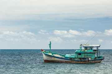 Naklejka na ściany i meble Vietnam, island of PhuQuoc, fishing boat