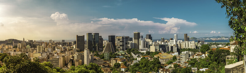 Fototapeta na wymiar Rio De Janeiro Downtown panorama with light leak , Brazil 