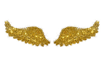 Abstract wings of golden glitter on white background - interesting and beautiful element for your...