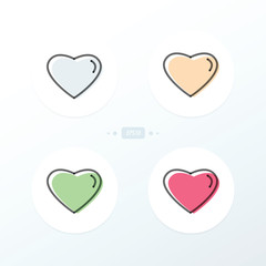 Heart Valentine line icon 4 color