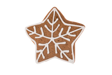 Christmas gingerbread star isolated on a white background