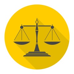 Justice Scale Icon with long shadow
