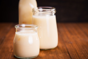 yogurt in glass container