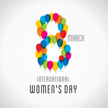 happy womens day design , 8 shape design by colorful balloon vector