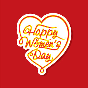 happy women day sticker or label design vector