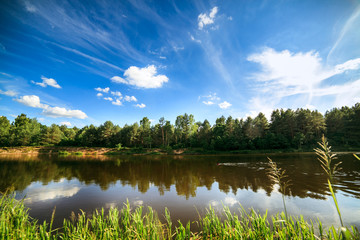 Сlean river and blue sky