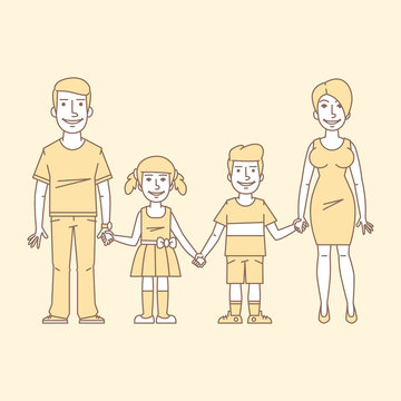 Family holding hands and smiling