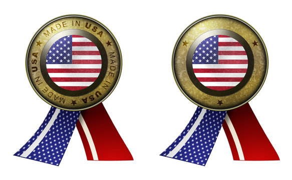Set of 2 USA seals Made in message and blank