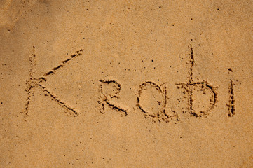 Inscription on the sand krabi
